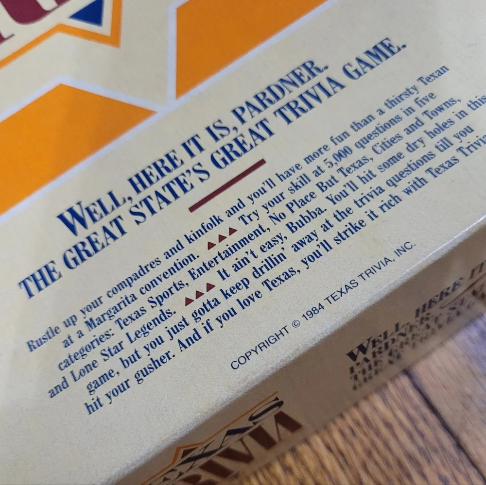 Vintage 1984 Texas Trivia Board Game Complete